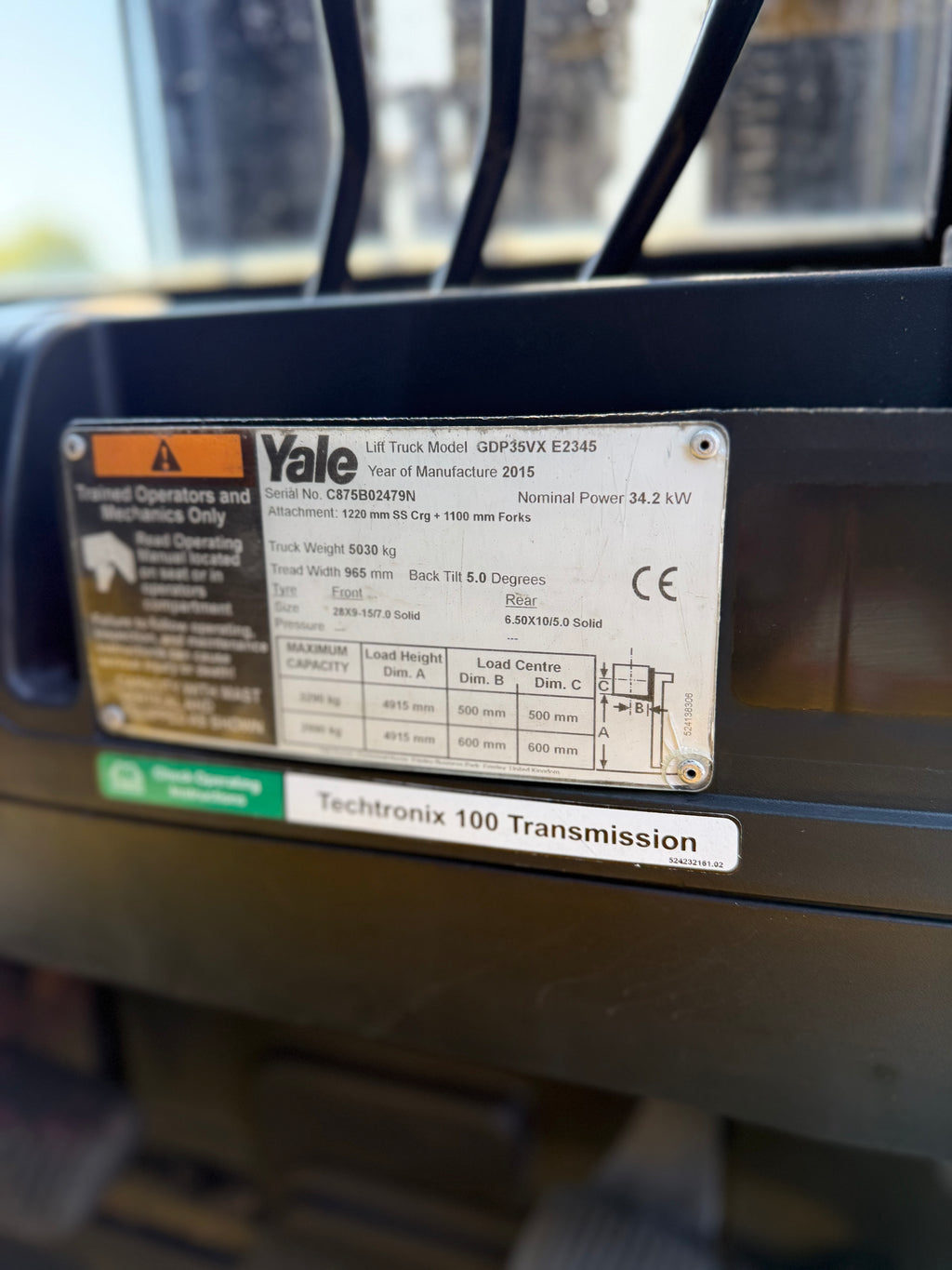 B00031 - YALE DIESEL 3500KG TRIPLEX 4,90M BJ2015 4900UUR + KANTELAAR