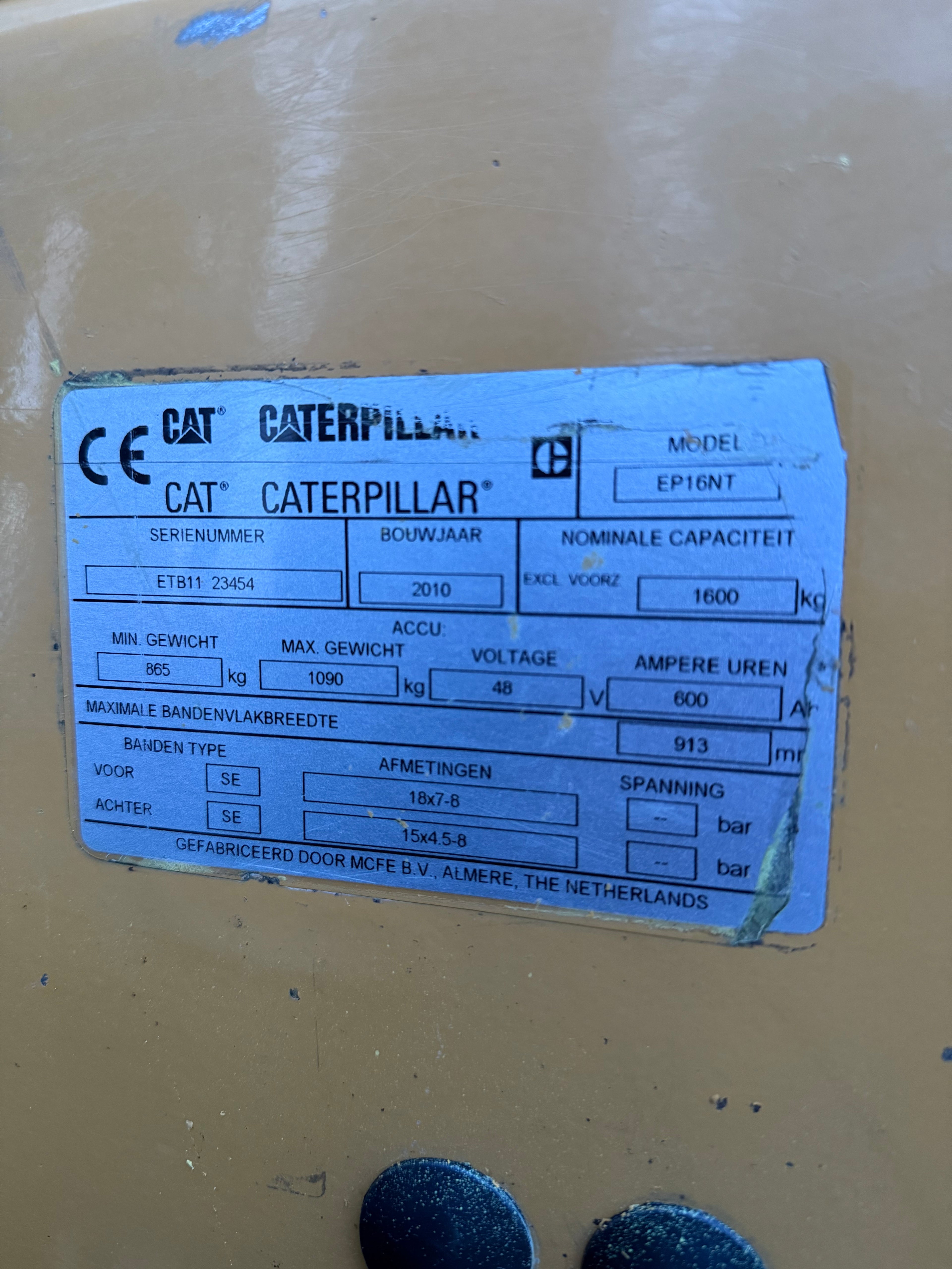 B00006 - CATERPILLAR EP16NT 1600KG TRIPLEX 5.0M 1800UUR BJ2010