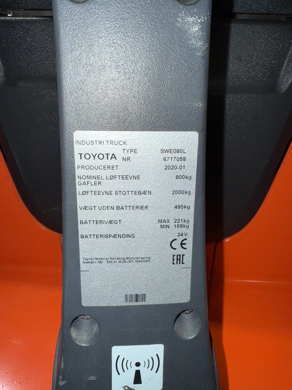 S00010 - TOYOTA BT SWE080L 2000KG BJ2020 DUPLO 1,58M 1000UUR