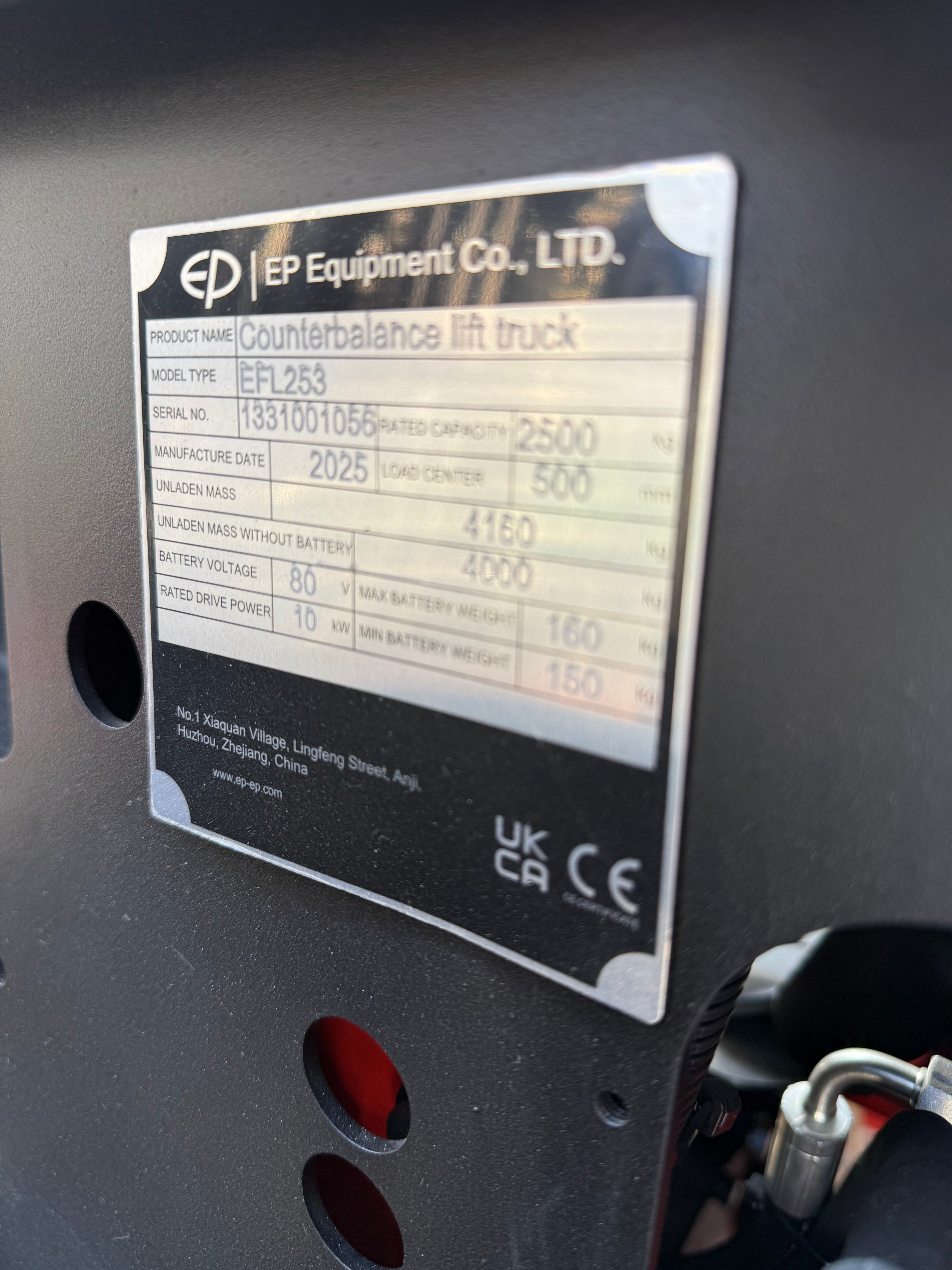 EP EFL253 elektrische heftruck 2.500 kg (2.5 ton) met li-ion-accu