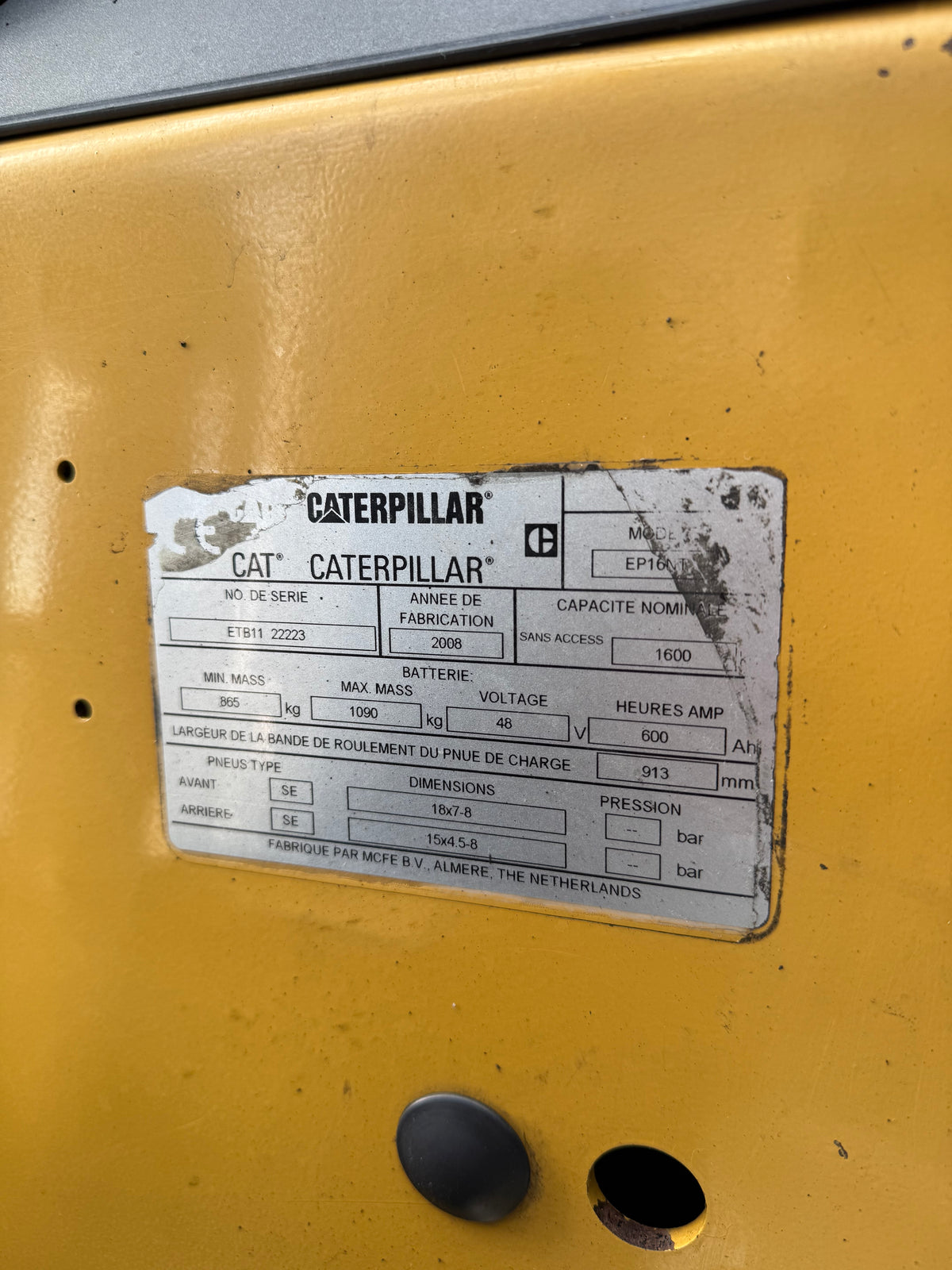B00027 - CATERPILLAR EP15NT 1500KG TRIPLEX 4,30M 4900UUR NETTE TRUCK