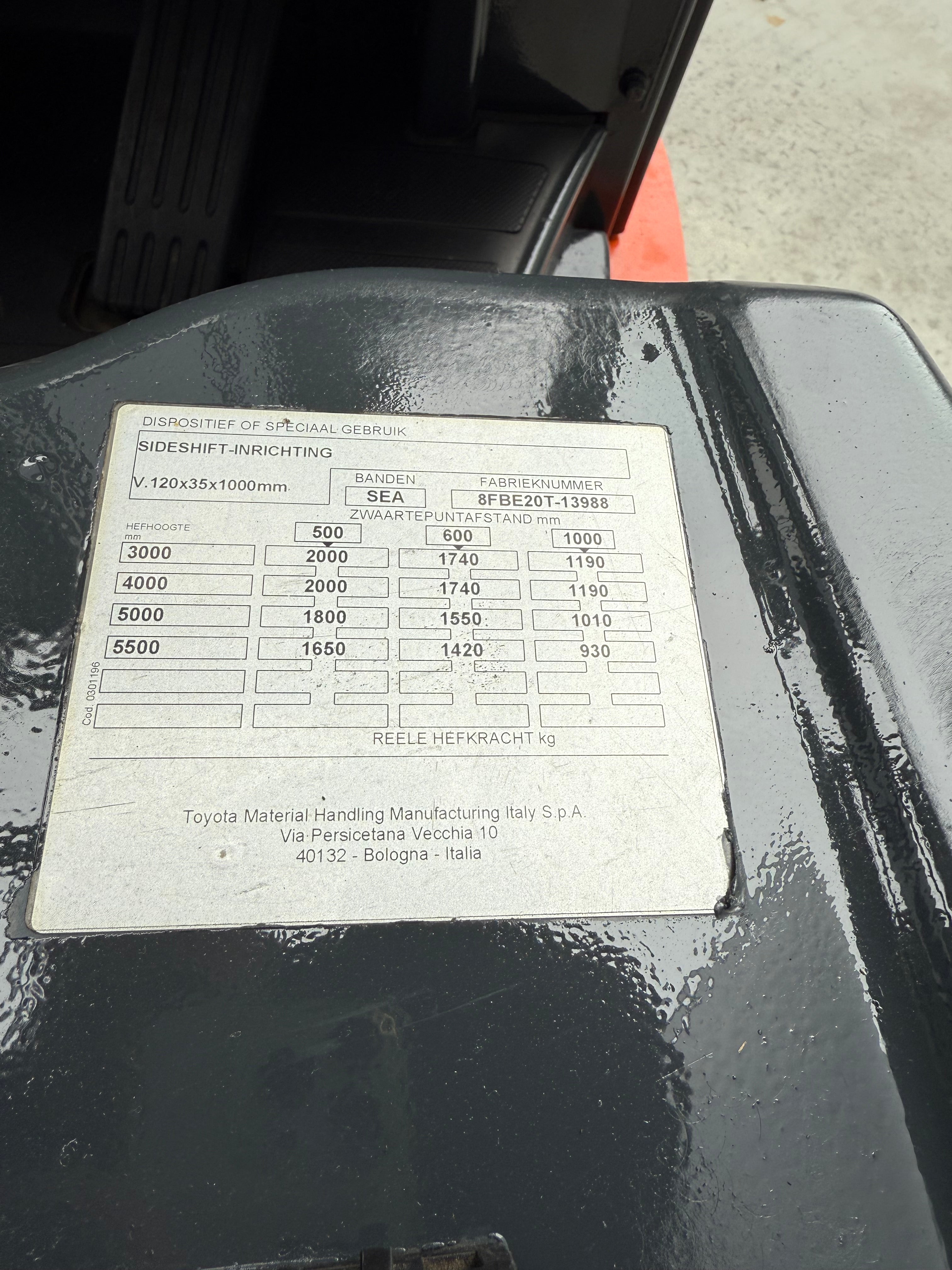 B00021 TOYOTA 8FBE20T 2000KG TRIPLEX 5,50M BJ.2019 8000UUR + SIDE SHIFT